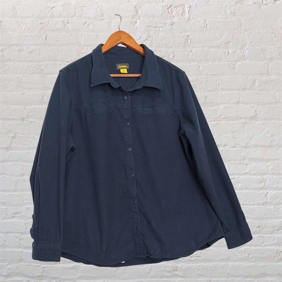 Cabela's Other - Cabelas Mens 2XL Navy Blue Cotton Long Sleeve‎ Button Down Shirt